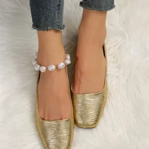 Spring and Autumn New Style Fashionable Comfortable and Elegant Square Toe Shallow Mouth Embroidered Women's Shoes