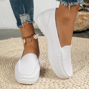 Spring and Autumn Casual Fashion Round Toe Flat Solid Color Comfortable Non-slip Wear-resistant Women's Shoes